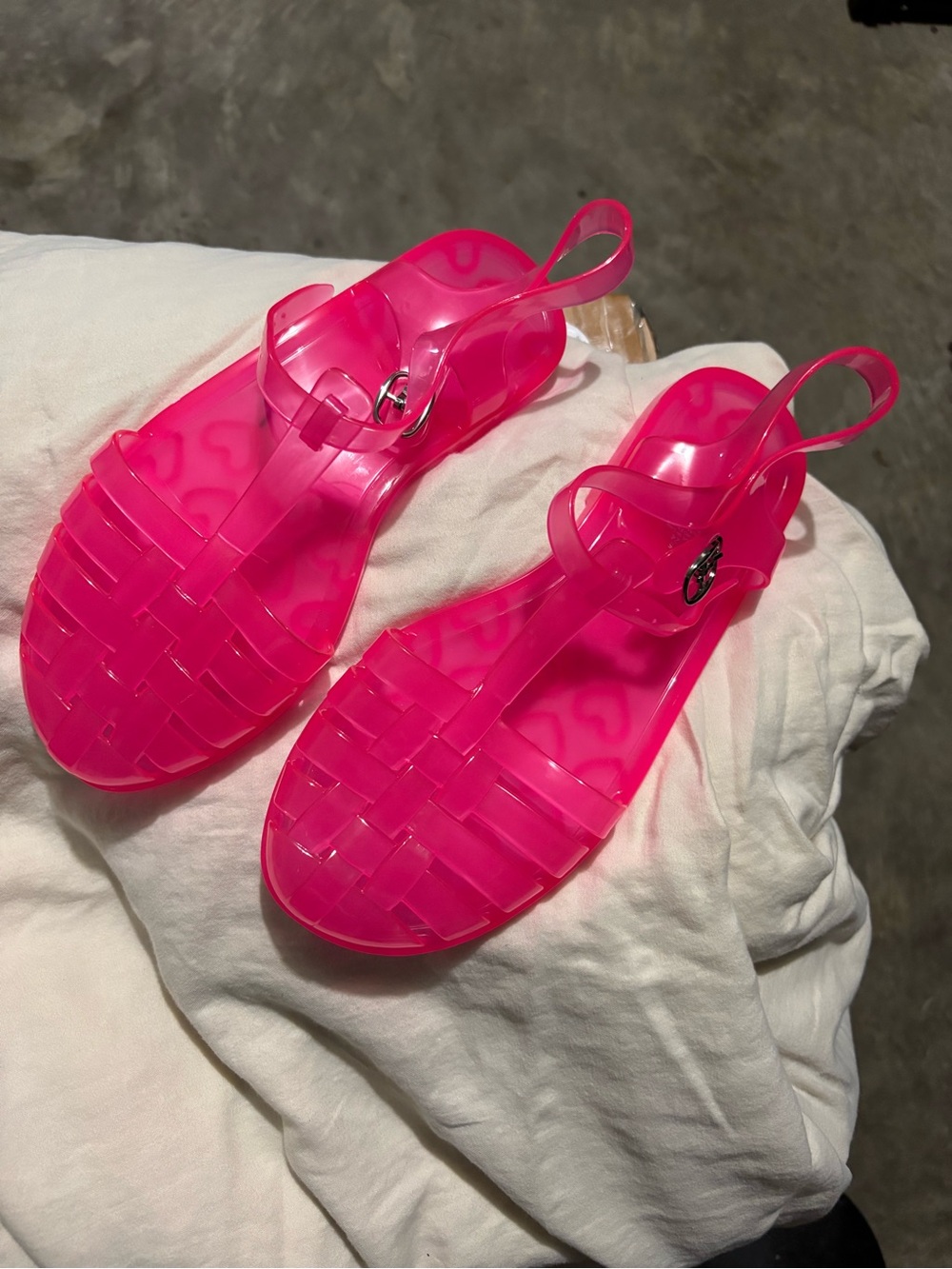 Women’s Neon Pink Jelly Slingback Sandals - Picture 2 of 3